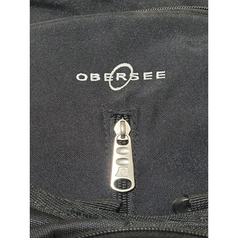 Obersee Oslo Diaper Bag Backpack with Detachable Cooler Black/White Changing Pad